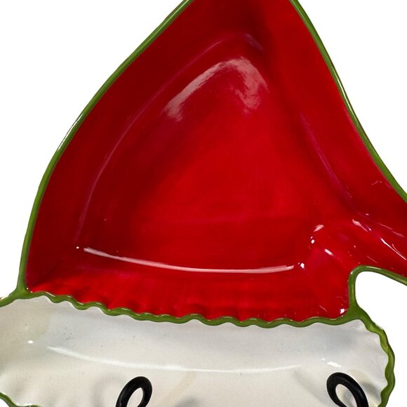 Park Designs Wrap It Up Santa Hat Chip & Dip Platter Red Green & White Ceramic - Picture 2 of 6